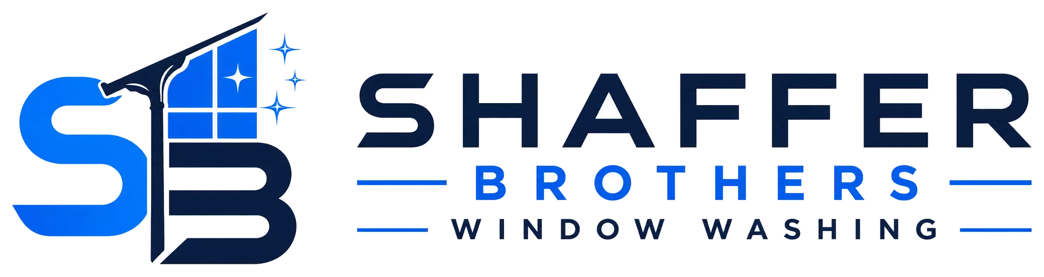 Shaffer Brothers Window Washing logo with blue SB window icon
